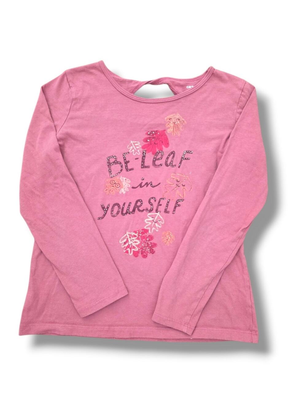 Carter's Girls 14 Be-Leaf in Yourself Longsleeved Keyhole Twist Tee